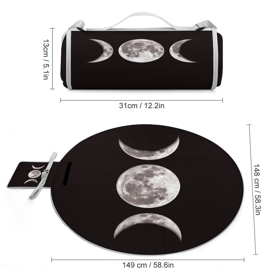Custom Round Foldable Portable Picnic Mat With Carry Strap