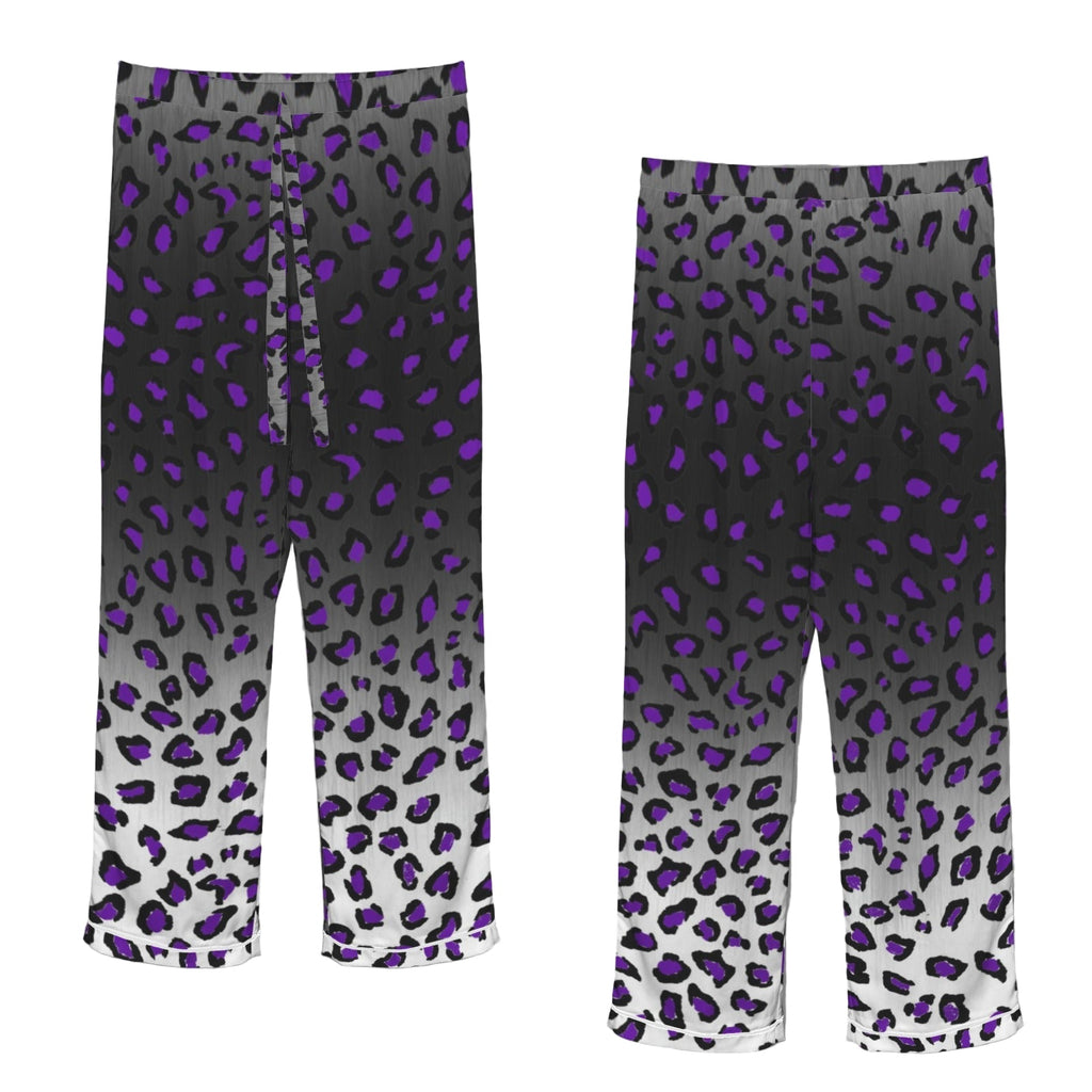 ANTIBrand satin pajamas with purple leopard ombré print