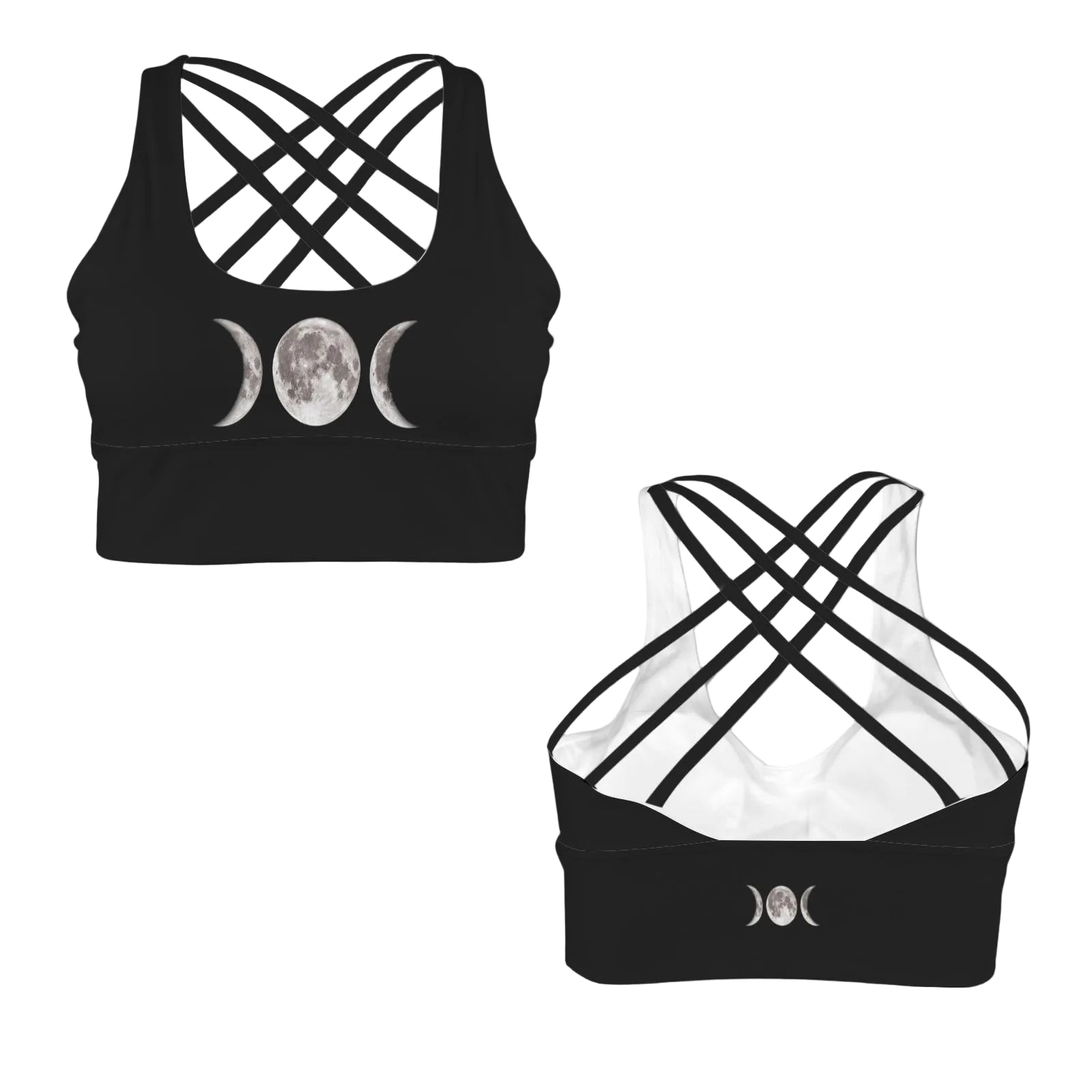 Triple Moon Goddess Strappy Alt Activewear Crop Top