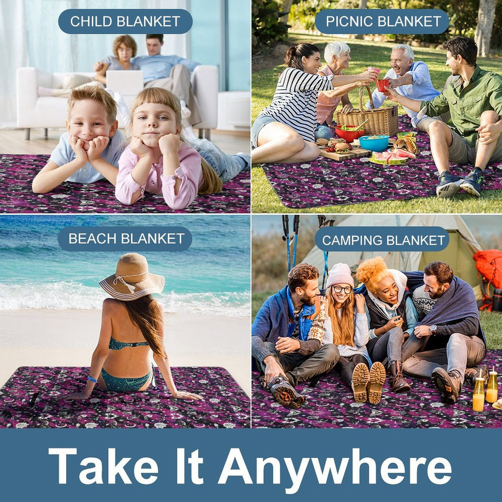 Custom Square Foldable Portable Picnic Mat With Carry Strap