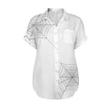 White short sleeve button shirt with black spiderweb print – ANTIBrand Caught Up In Your Blackened Web