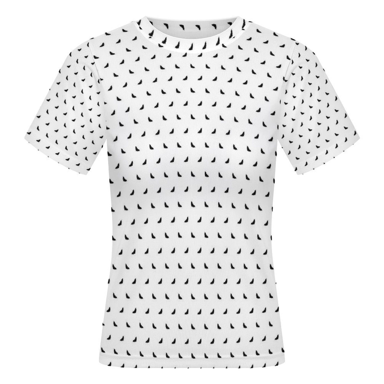 Polka Bats Mesh Sheer T-Shirt Crew Neck Short Sleeve Top