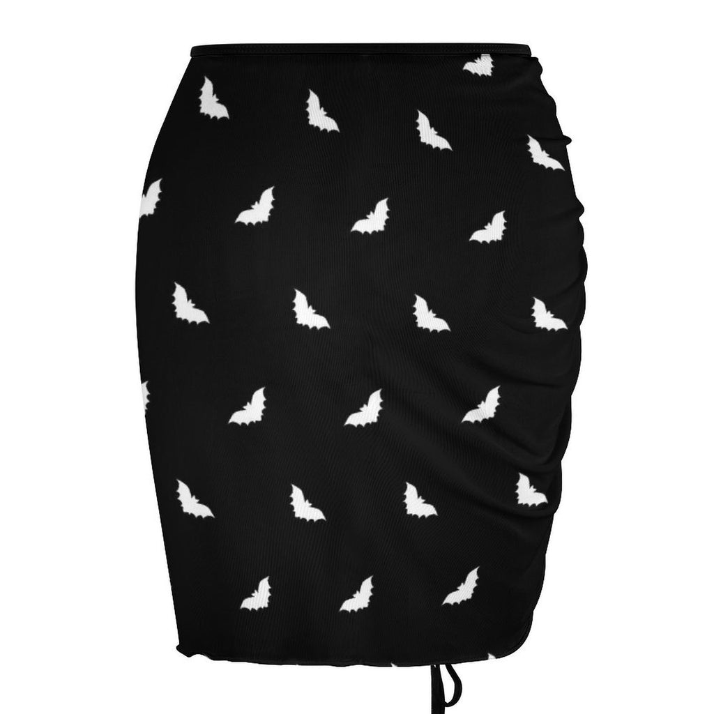 All-Over Print Women's Ruched Mesh Beach Cover Up Mini Skirt