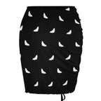 All-Over Print Women's Ruched Mesh Beach Cover Up Mini Skirt