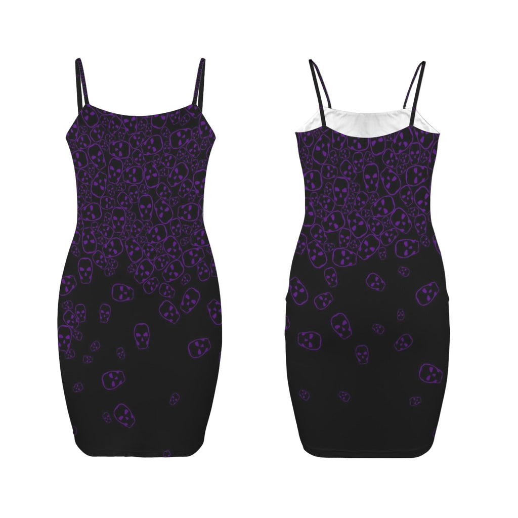 ANTIBrand purple skull print goth mini bodycon dress