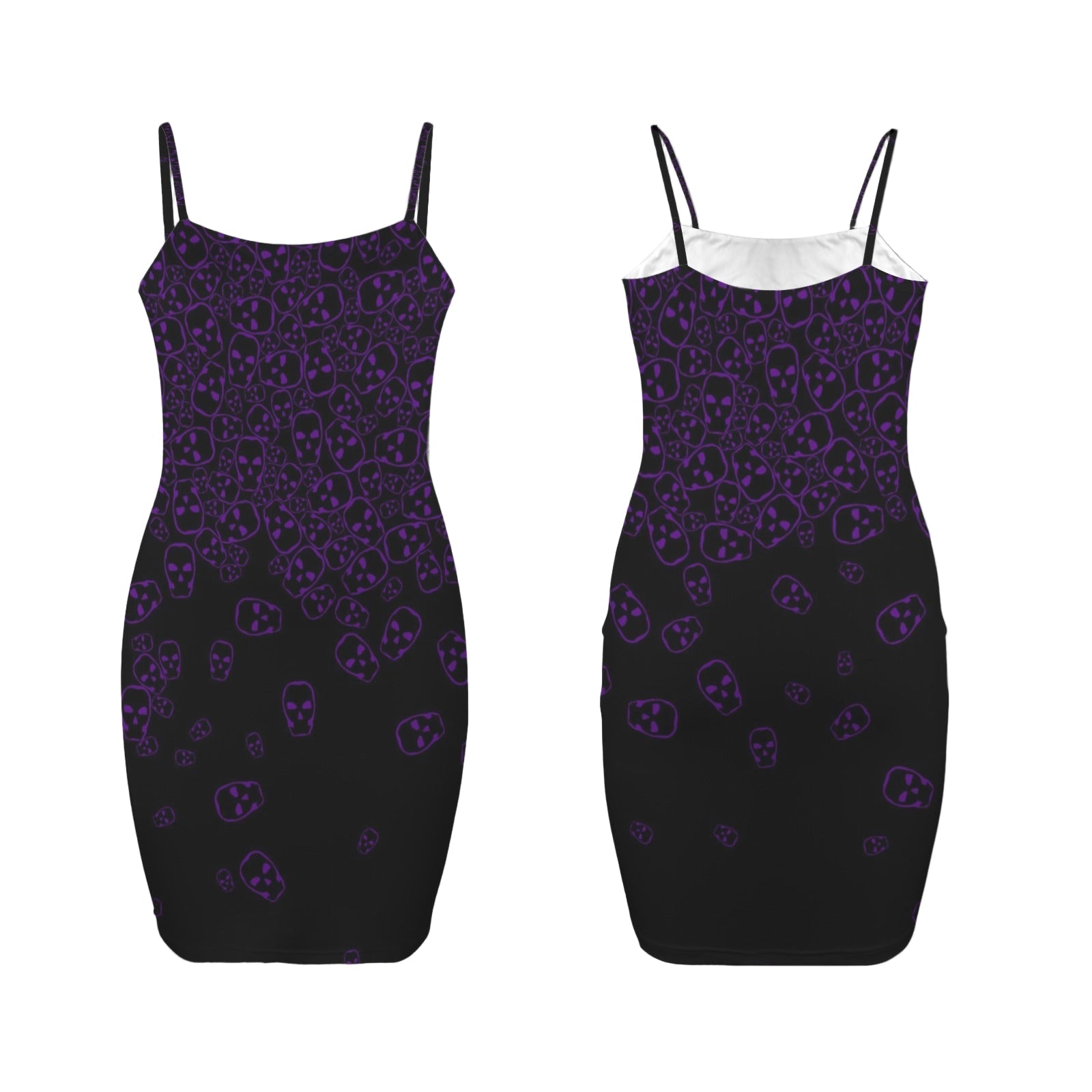 ANTIBrand purple skull print goth mini bodycon dress