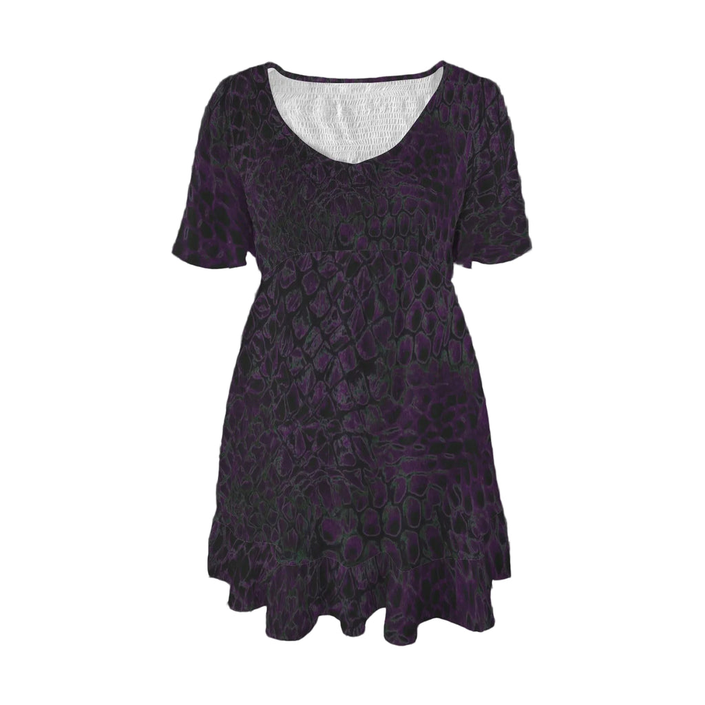 ANTIBrand Hydra Skin V-neck Ruffle Hem Dress