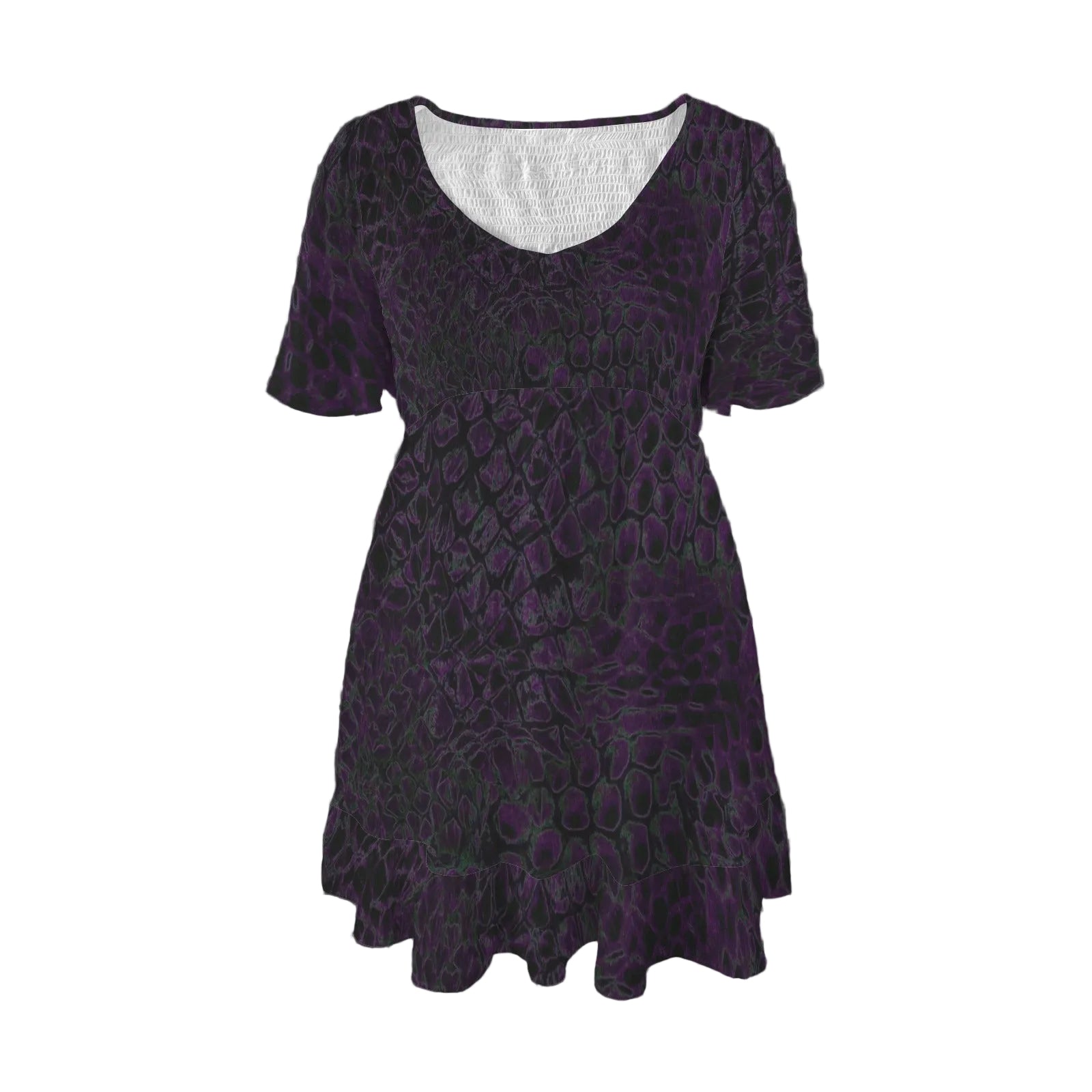 ANTIBrand Hydra Skin V-neck Ruffle Hem Dress