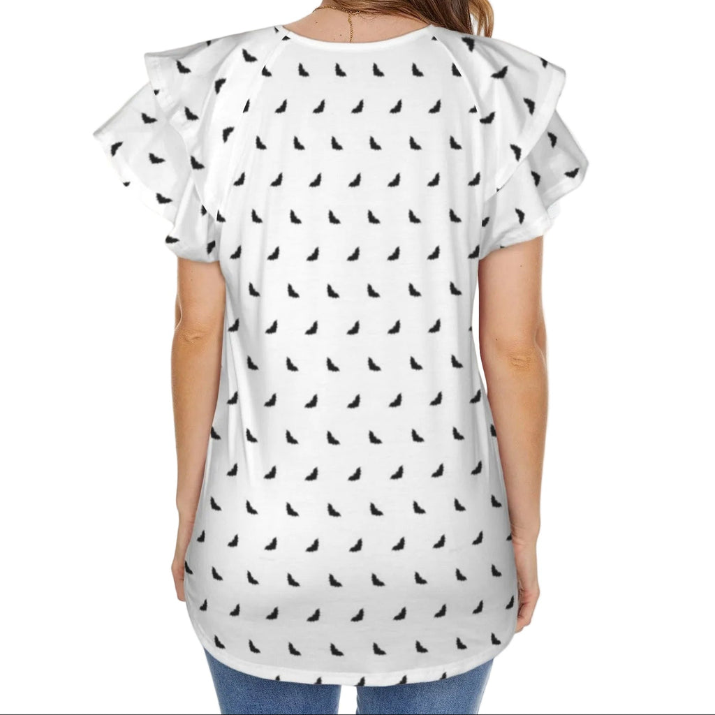 Polka Bats Ruffle Sleeve Top